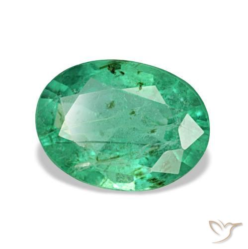 1.22 ct Green Emerald Stone, Natural Emerald in Oval Facet Shape for Sale