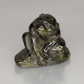 38.79 ct Green Epidote Stone, Natural Epidote in Carved Monkey Shape for Sale