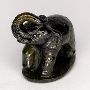 26.88 ct Green Epidote Gemstone, Epidote Gem in Carved Elephant Shape for Sale.