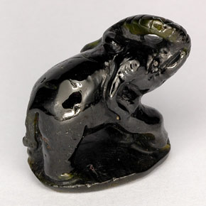 26.88 ct Green Epidote Stone, Natural Epidote in Carved Elephant Shape for Sale