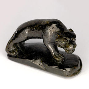 93.77 ct Green Epidote Stone, Natural Epidote in Carved Tiger Shape for Sale