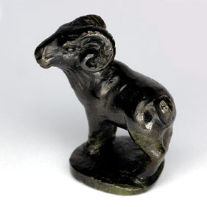 54.84 ct Green Epidote Stone, Natural Epidote in Carved Goat Shape for Sale