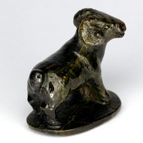 35.82 ct Green Epidote Stone, Natural Epidote in Carved Goat Shape for Sale