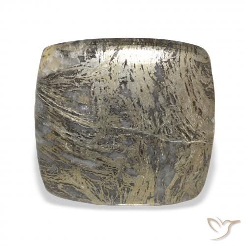 36.40ct Natural Blackish Bronze Feather Pyrite, Cushion, Opaque