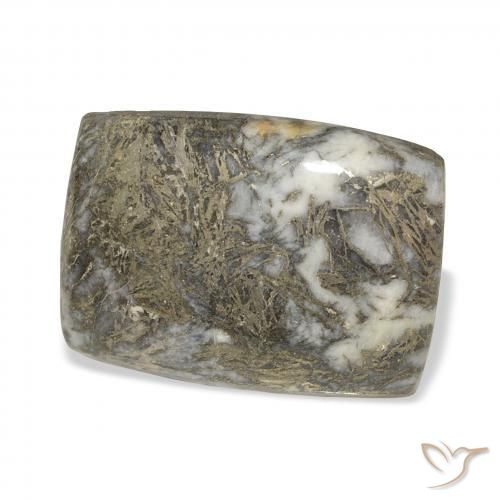 37.54 ct Black Feather Pyrite Stone, Natural Feather Pyrite in Cushion Cabochon Shape for Sale