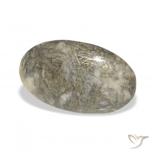 21.25 ct Multicolor Feather Pyrite Stone, Natural Feather Pyrite in Oval Cabochon Shape for Sale