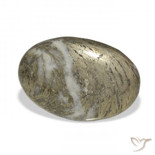 30.90 ct Multicolor Feather Pyrite Stone, Natural Feather Pyrite in Oval Cabochon Shape for Sale