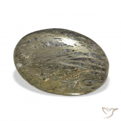 34.01 ct Multicolor Feather Pyrite Stone, Natural Feather Pyrite in Oval Cabochon Shape for Sale