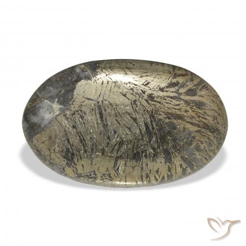 32.74ct Natural Multicolor Feather Pyrite, Oval, Opaque