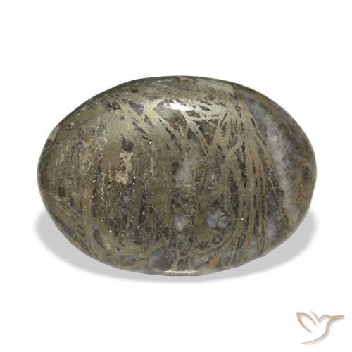 37.90ct Natural Blackish Bronze Feather Pyrite, Oval, Opaque