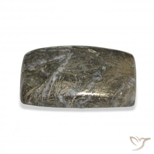 Feather Pyrite Gemstone in 29.8 x 20.2 mm Size for Sale, Feather Pyrite Stone in Blackish Bronze Color