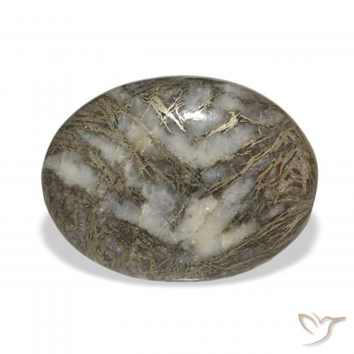 23.93ct Natural Black with Bronze Feather Pyrite, Oval, Opaque