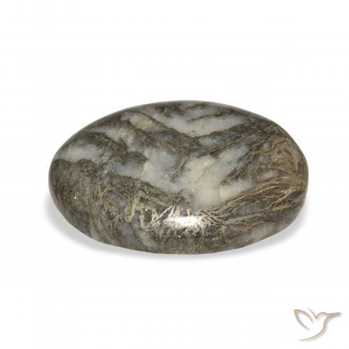 Feather Pyrite Gemstone in 25.4 x 19.1 mm Size for Sale, Feather Pyrite Stone in Black with Bronze Color