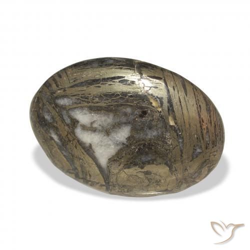 29.35 ct Black Feather Pyrite Stone, Natural Feather Pyrite in Oval Cabochon Shape for Sale