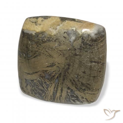 36.45 ct Black Feather Pyrite Stone, Natural Feather Pyrite in Cushion Cabochon Shape for Sale