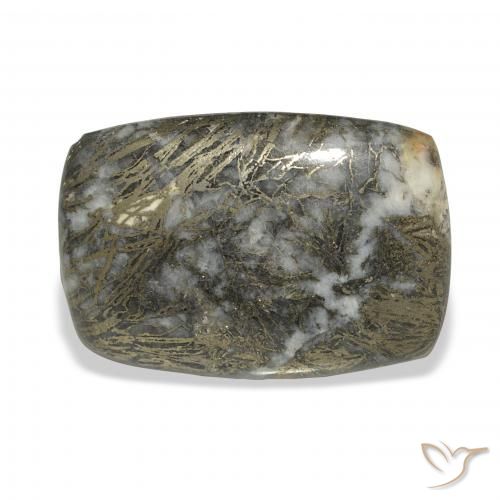 32.71ct Natural Black with Bronze Feather Pyrite, Cushion, Opaque