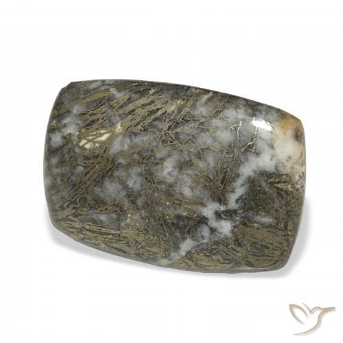 32.71 ct Black Feather Pyrite Stone, Natural Feather Pyrite in Cushion Cabochon Shape for Sale
