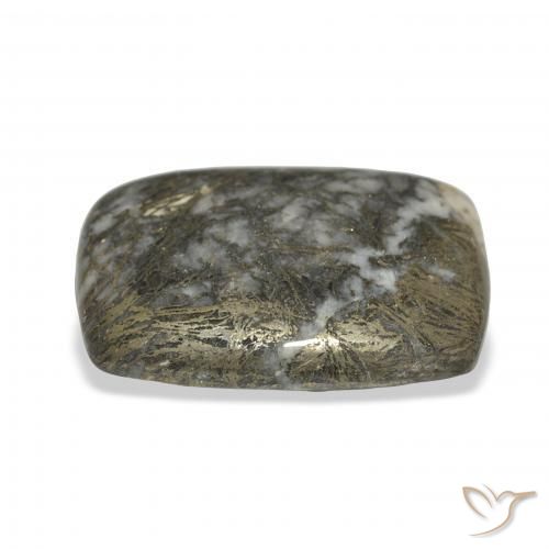 Feather Pyrite Gemstone in 28.4 x 19.8 mm Size for Sale, Feather Pyrite Stone in Black with Bronze Color