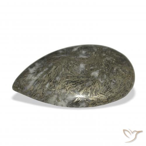 Feather Pyrite Gemstone in 34.7 x 23.4 mm Size for Sale, Feather Pyrite Stone in Blackish Bronze Color