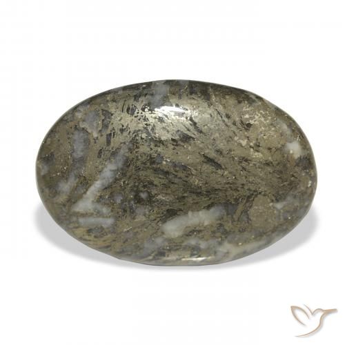 32.77ct Natural Black with Bronze Feather Pyrite, Oval, Opaque