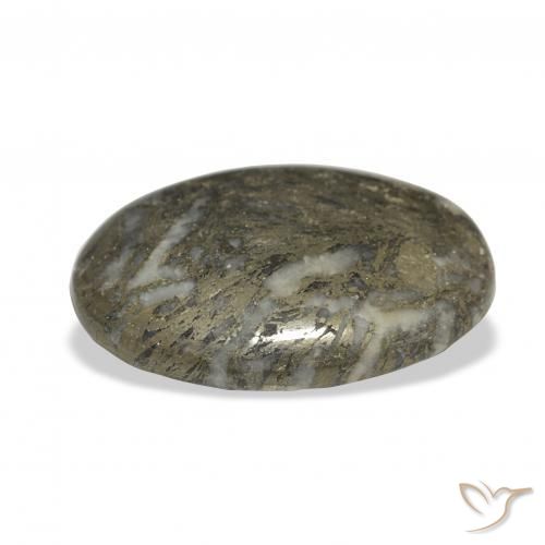 Feather Pyrite Gemstone in 28.2 x 19.3 mm Size for Sale, Feather Pyrite Stone in Black with Bronze Color