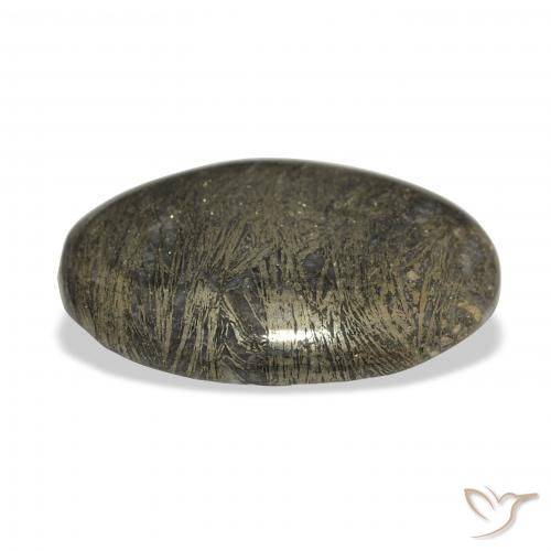 Feather Pyrite Gemstone in 30.2 x 20.2 mm Size for Sale, Feather Pyrite Stone in Blackish Bronze Color