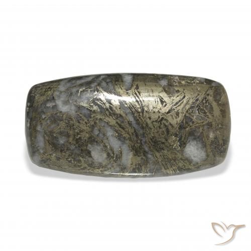 35.65ct Natural Black with Bronze Feather Pyrite, Cushion, Opaque