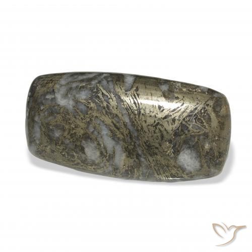 35.65 ct Black Feather Pyrite Stone, Natural Feather Pyrite in Cushion Cabochon Shape for Sale