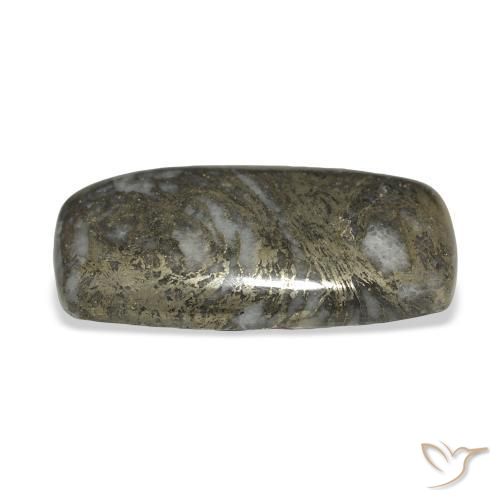 Feather Pyrite Gemstone in 32.5 x 16.8 mm Size for Sale, Feather Pyrite Stone in Black with Bronze Color