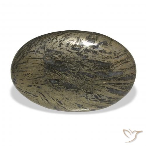 36.00ct Natural Black with Bronze Feather Pyrite, Oval, Opaque