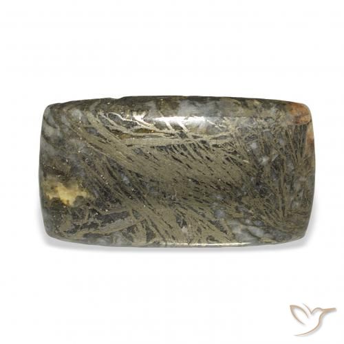 35.56ct Natural Black with Bronze Feather Pyrite, Cushion, Opaque
