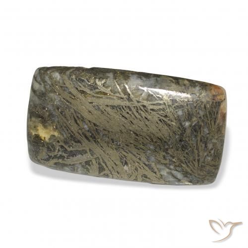 35.56 ct Black Feather Pyrite Stone, Natural Feather Pyrite in Cushion Cabochon Shape for Sale