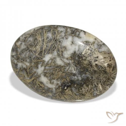 30.97 ct Multicolor Feather Pyrite Stone, Natural Feather Pyrite in Oval Cabochon Shape for Sale