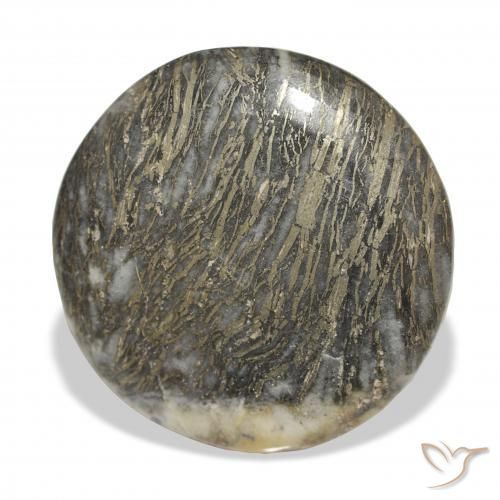 35.90 ct Multicolor Feather Pyrite Stone, Natural Feather Pyrite in Round Cabochon Shape for Sale