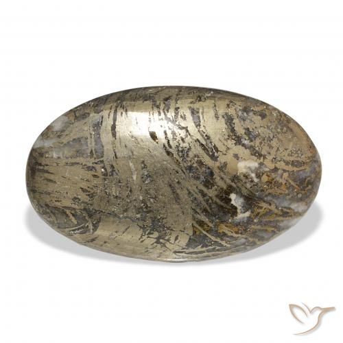 37.38ct Natural Multicolor Feather Pyrite, Oval, Opaque, Photo A