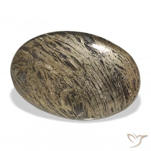 38.68 ct Multicolor Feather Pyrite Stone, Natural Feather Pyrite in Oval Cabochon Shape for Sale