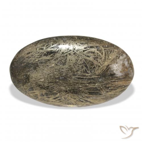 33.42ct Natural Multicolor Feather Pyrite, Oval, Opaque