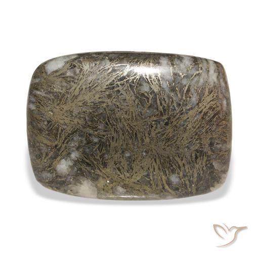 30.63ct Natural Multicolor Feather Pyrite, Cushion, Opaque