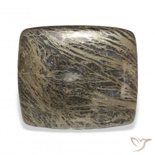 32.15 ct Multicolor Feather Pyrite Gemstone, Feather Pyrite Gem in Cushion Cabochon Shape for Sale.