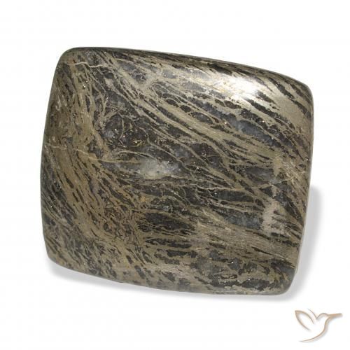 32.15 ct Multicolor Feather Pyrite Stone, Natural Feather Pyrite in Cushion Cabochon Shape for Sale