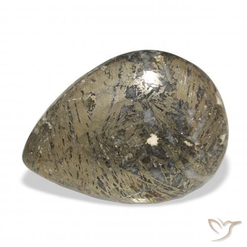 30.77ct Natural Multicolor Feather Pyrite, Pear Shape, Opaque, Photo A