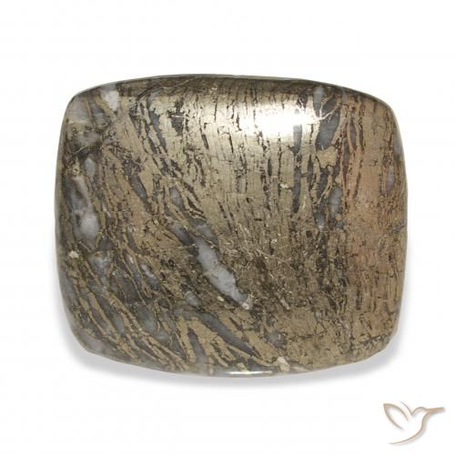 32.54 ct Multicolor Feather Pyrite Gemstone, Feather Pyrite Gem in Cushion Cabochon Shape for Sale.