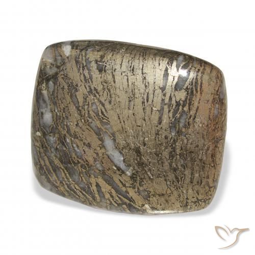 32.54 ct Multicolor Feather Pyrite Stone, Natural Feather Pyrite in Cushion Cabochon Shape for Sale