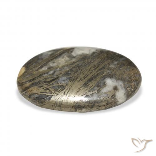 Feather Pyrite Gemstone in 27.8 x 19.1 mm Size for Sale, Feather Pyrite Stone in Multicolor Color