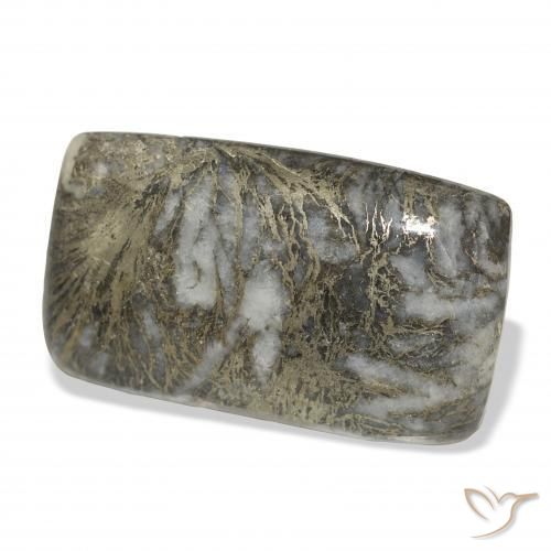 36.96 ct Multicolor Feather Pyrite Stone, Natural Feather Pyrite in Cushion Cabochon Shape for Sale