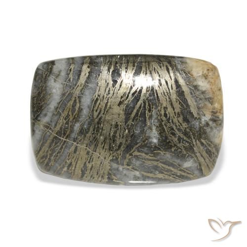 25.34ct Natural Multicolor Feather Pyrite, Cushion, Opaque