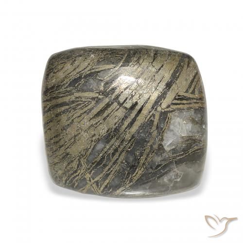12.76ct Natural Multicolor Feather Pyrite, Cushion, Opaque