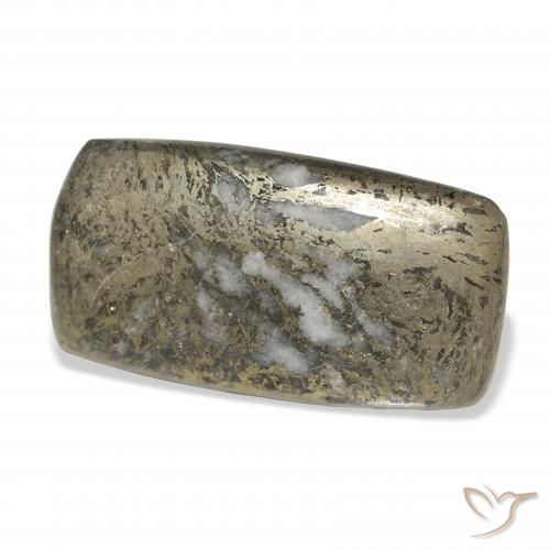 32.65 ct Multicolor Feather Pyrite Stone, Natural Feather Pyrite in Cushion Cabochon Shape for Sale