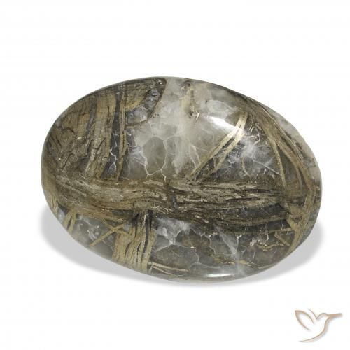 23.16 ct Multicolor Feather Pyrite Stone, Natural Feather Pyrite in Oval Cabochon Shape for Sale