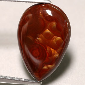 4.68 ct Multicolor Fire Agate Stone, Natural Fire Agate in Pear Cabochon Shape for Sale